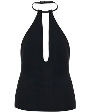 The Attico De Attico Halter Neck Top Met Open - Zwart