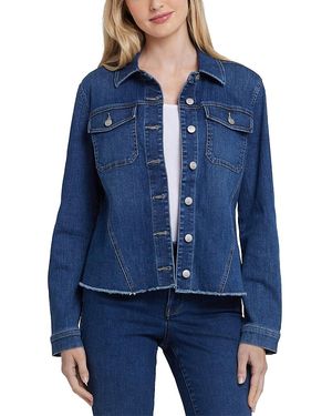 NYDJ Frayed Hem Jean Jacket - Blue