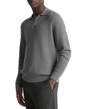 Vince Craftsman Open Collar Polo Sweater - Gray