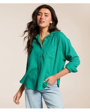 Z Supply The Perfect Linen Blend Shirt - Blue