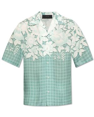 Amiri Short-Sleeved Floral Printed Shirt - Blue