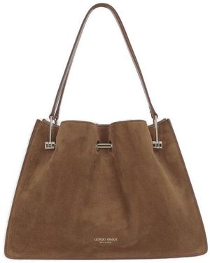 Giorgio Armani Logo Stamp Tote Bag - Brown