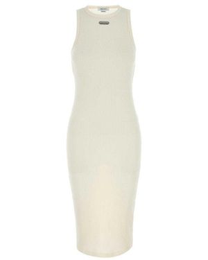 Alexander McQueen Ribbed Sleeveless Midi Dress - White