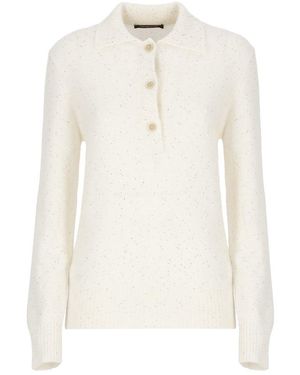 Fabiana Filippi Sequin-Embellished Half-Button Sweater - White