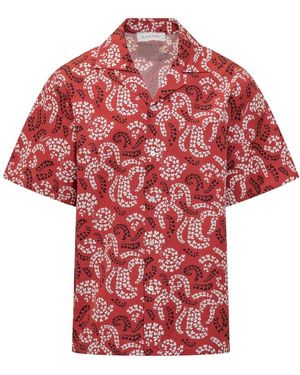 Lanvin Leaf Printed Short-Sleeved Shirt - Red