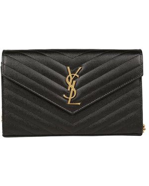 Saint Laurent Monogram Chain Wallet - Black