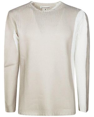 Comme des Garçons Chunky-Knit Two-Tone Sweater - White