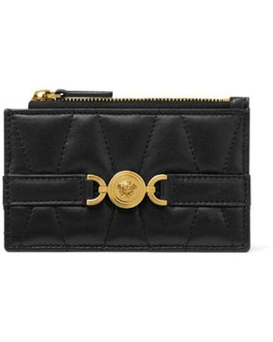 Versace Medusa '95 Quilted Zip Card Holder - Black