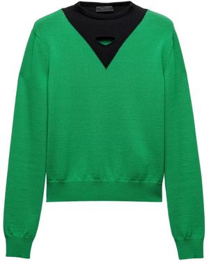 Prada Two-Tone Wool Sweater - Green