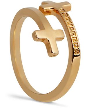 DSquared² Cross-Design Brass Ring - Metallic