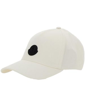 Moncler Baseball Cap With Logo Patch On The Front - White