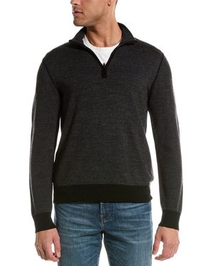 Vince Birdseye Wool 1/4-Zip Mock Sweater - Black