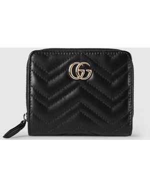 Gucci Matelassé Chevron Mini Zip Wallet - Black