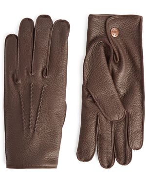 Dents Cashmere-Lined Leather Gloves - Brown