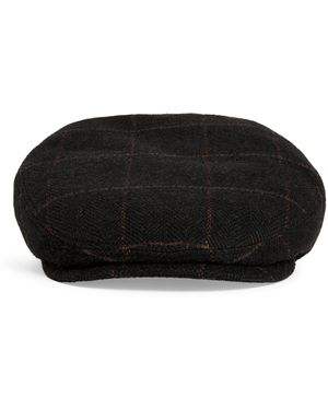 Stetson Wool-Blend Check Kent Flat Cap - Black