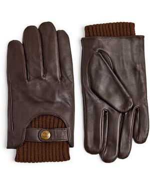 Dents Leather Exposed-Cuff Gloves - Brown