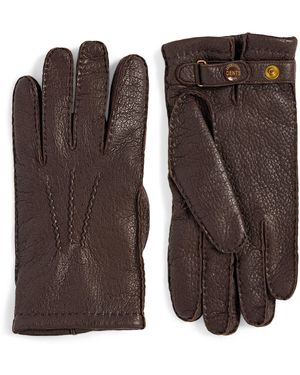 Dents Leather Cashmere-Lined Gloves - Brown