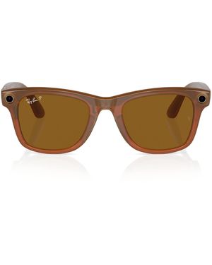 Ray-Ban X Meta Large Smart Wayfarer Sunglasses - Brown