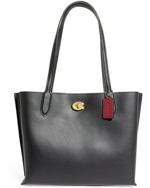 COACH Pebble Leather Willow Tote Bag - Black