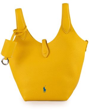 Polo Ralph Lauren Small Leather Tote Bag With Polo Pony Embroidery - Orange