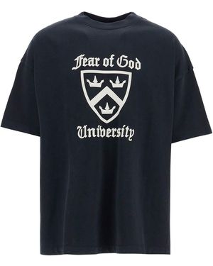 Fear Of God Logo Cotton T-Shirt - Blue