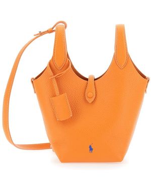 Polo Ralph Lauren Play Handbag With Removable Shoulder Strap And Pony Embroidery On The Front - Orange