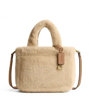 COACH Shearling 22 Tote Bag - Natural