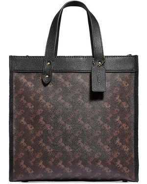 COACH Brass/truffle Black Field Tote