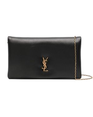 Saint Laurent Monogram Leather Wallet On Chain - Black