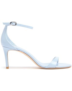 Stuart Weitzman 75mm Nudist Ii Patent Leather Sandals - White