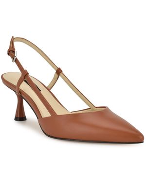 Nine West Rhonda Pointy Toe Tapered Heel Dress Pumps - Brown