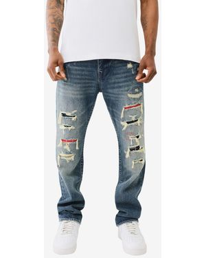 True Religion Ricky Backing Mending Flap Straight Jeans - Blue