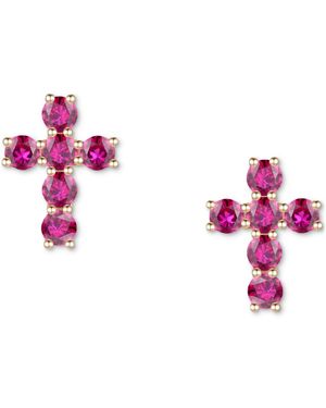 Macy's Lab Grown Sapphire Cross Stud Earrings (1 Ct. T.w. - Pink