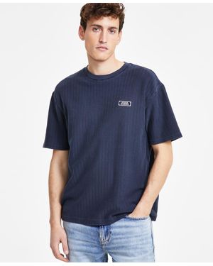 Guess Relaxed-fit Herringbone T-shirt - Blue