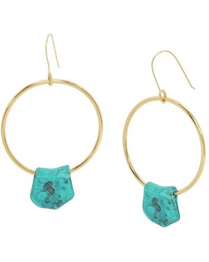 Robert Lee Morris Turquoise Petal Charm Hoop Earrings - Blue