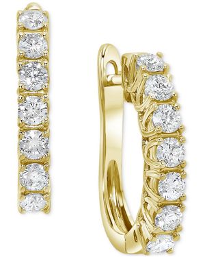 Macy's Diamond Small huggie Hoop Earrings (1 Ct. T.w. - Metallic