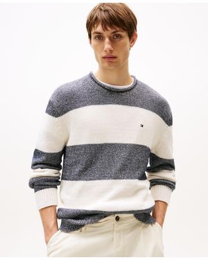 Tommy Hilfiger Two-tone Stripe Crewneck Sweater - Gray