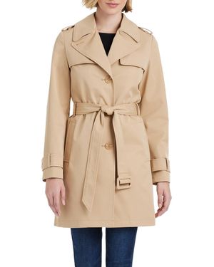 Kate Spade S Short Single-breasted Pleated Back Trench Coat - Natural