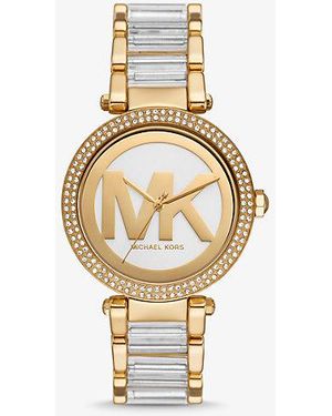 Michael Kors Parker Pavé Gold-tone Acetate Watch - Metallic