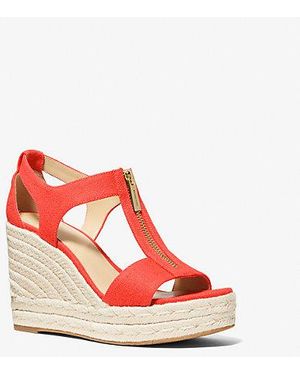 Michael Kors Berkley Canvas Wedge Sandal - Red