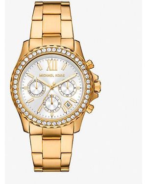 Michael Kors Oversized Everest Pavé Gold-tone Watch - Metallic