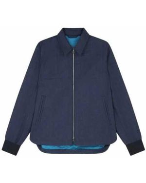 Paul Smith Giacca blu in lana e cashmere trapuntata con zip