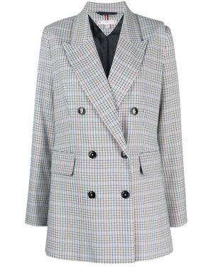 Tommy Hilfiger Blazer blu rilassato con piccolo check - Grigio