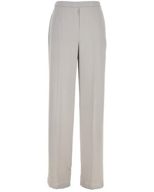 Theory Metallic Pants With Rear Elastic Waist And Wide Leg - Gray