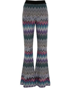 Missoni Zig Zag Motif Wool Pants - Blue