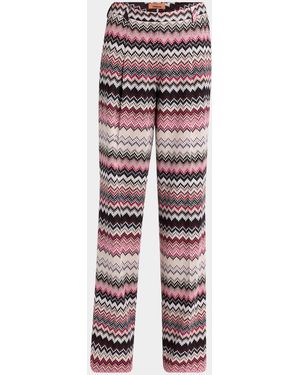 Missoni Metallic Chevron Pleated Straight-Leg Pants - Multicolor