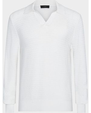 Vince Craftsman Rib Sweater With Johnny Collar - White