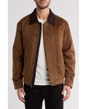 Weatherproof Micro Faux Suede Shirt Jacket - Brown