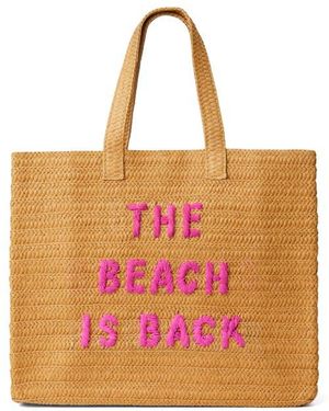 BTB Los Angeles The Beach Is Back Straw Tote - Pink