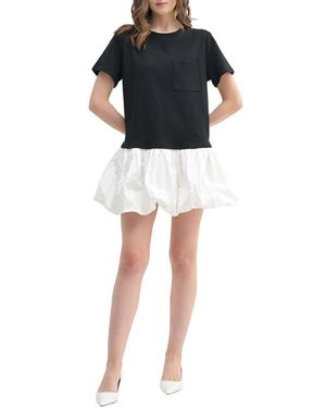 Lush Bubble Hem T-Shirt Dress - Black